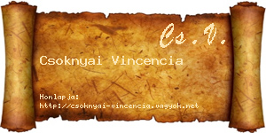 Csoknyai Vincencia névjegykártya